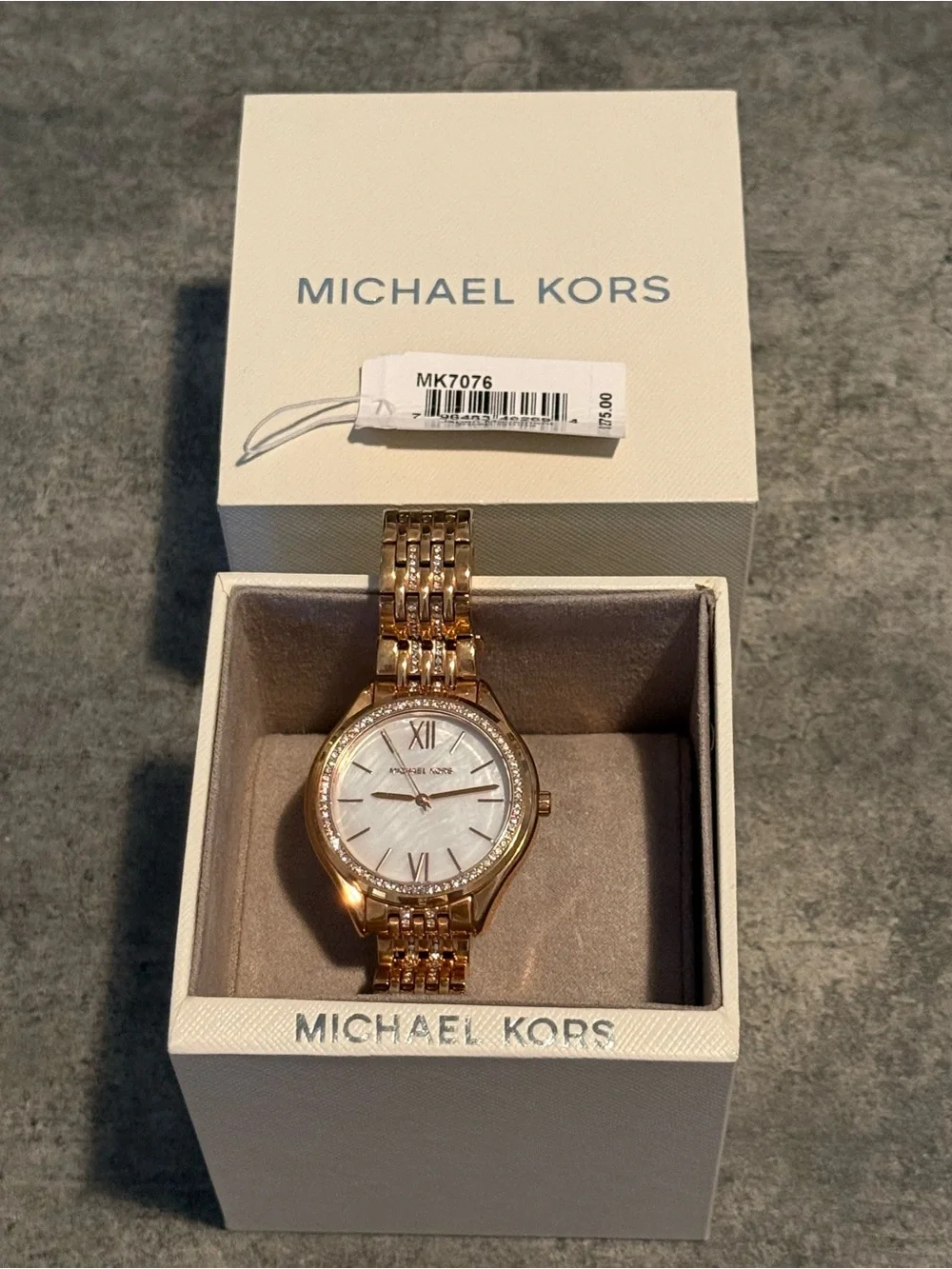 Michael Kors MK7076 Rose Gold Crystal Watch Mother of Pearl Dial | Original Box